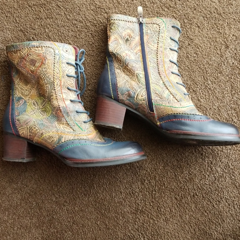 Funky Leather Heeled Boots